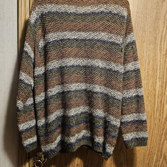 Vintage Moody Striped Full Zip Cardigan Knit Sweater - Picture 3 of 3